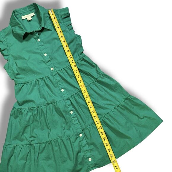 Monteau Los Angeles Womens Kelly Green Button Down Tiered Sleeveless Dress Small - Picture 8 of 8